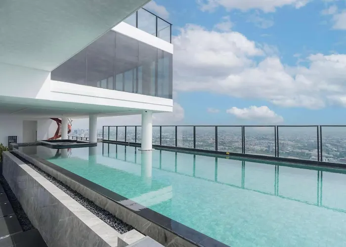 公寓 Panoramic Duplex Rama 9 Modern Infinity Pool & Gym 曼谷