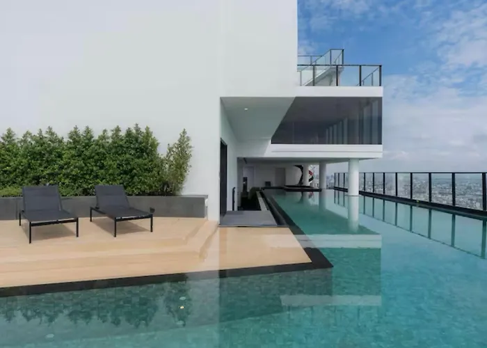 公寓 Panoramic Duplex Rama 9 Modern Infinity Pool & Gym 曼谷